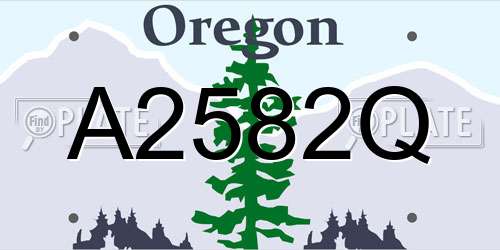 A2582Q Oregon License Plate