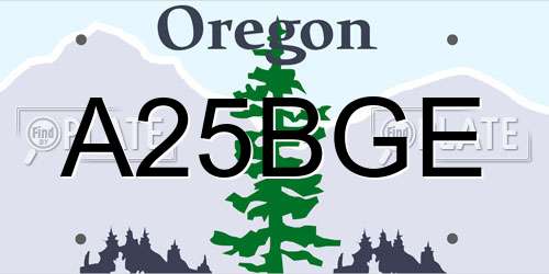 A25BGE Oregon License Plate