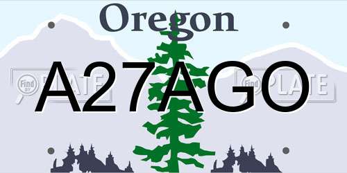A27AGO Oregon License Plate