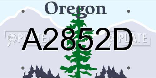 A2852D Oregon License Plate