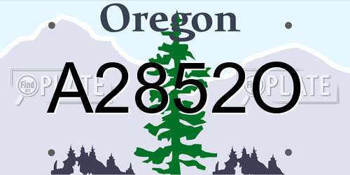 A2852O Oregon License Plate