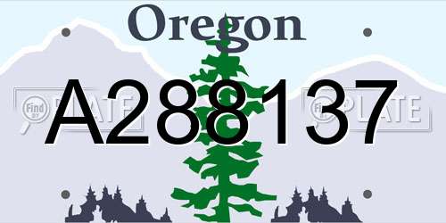 A288137 Oregon License Plate