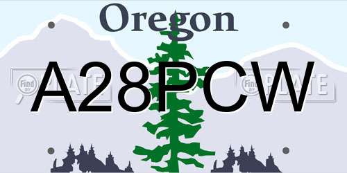A28PCW Oregon License Plate