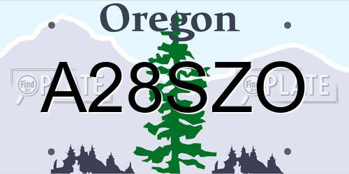 A28SZO Oregon License Plate