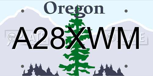 A28XWM Oregon License Plate