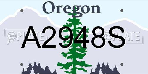 A2948S Oregon License Plate