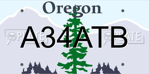 A34ATB Oregon License Plate