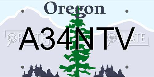 A34NTV Oregon License Plate