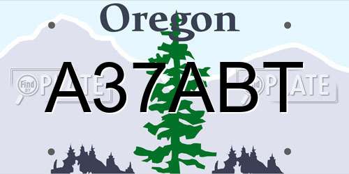 A37ABT Oregon License Plate