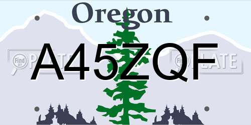 A45ZQF Oregon License Plate