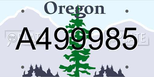 A499985 Oregon License Plate