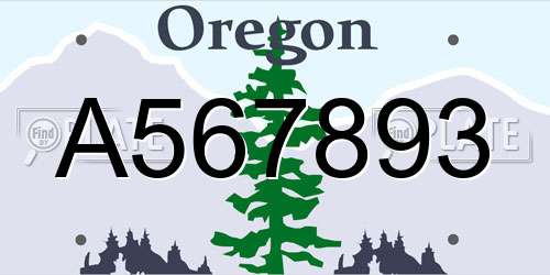A567893 Oregon License Plate