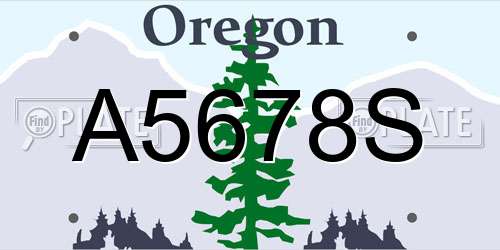 A5678S Oregon License Plate