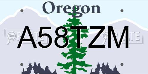 A58TZM Oregon License Plate