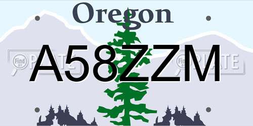 A58ZZM Oregon License Plate