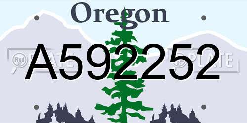 A592252 Oregon License Plate