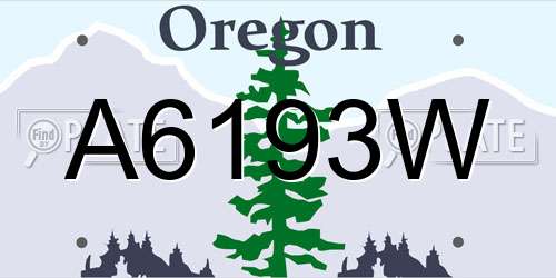 A6193W Oregon License Plate