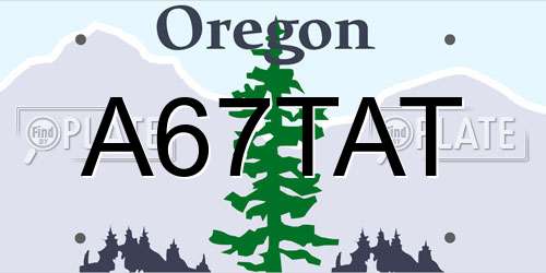 A67TAT Oregon License Plate