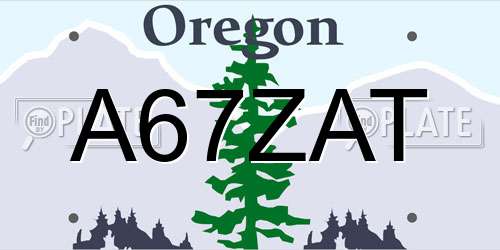 A67ZAT Oregon License Plate