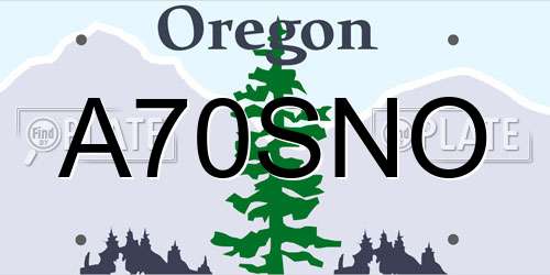 A70SNO Oregon License Plate