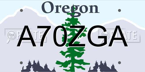 A70ZGA Oregon License Plate