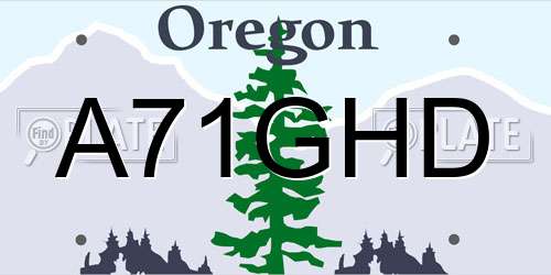 A71GHD Oregon License Plate