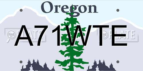 A71WTE Oregon License Plate
