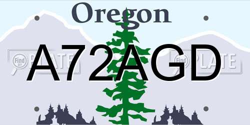 A72AGD Oregon License Plate
