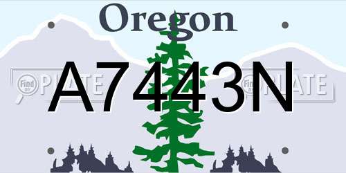 A7443N Oregon License Plate