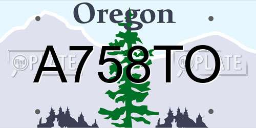 A758TO Oregon License Plate