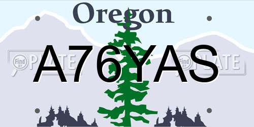 A76YAS Oregon License Plate