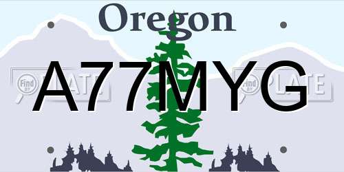 A77MYG Oregon License Plate