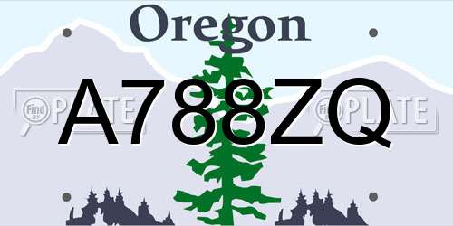 A788ZQ Oregon License Plate