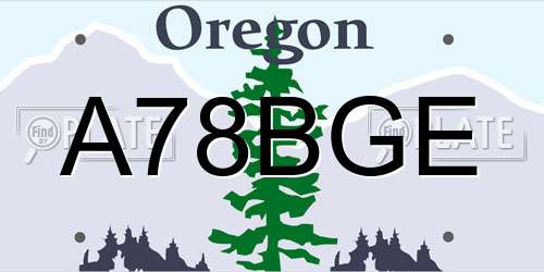 A78BGE Oregon License Plate