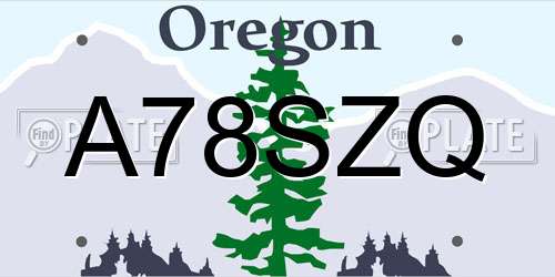 A78SZQ Oregon License Plate