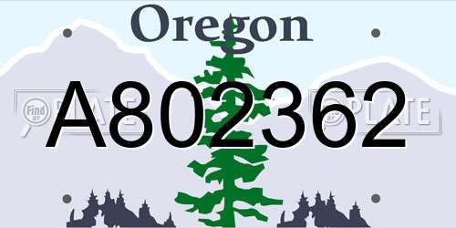 A802362 Oregon License Plate