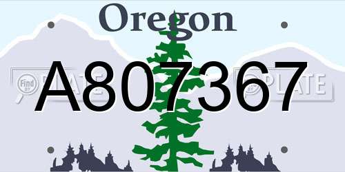 A807367 Oregon License Plate