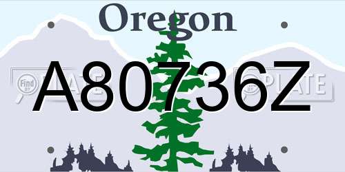 A80736Z Oregon License Plate
