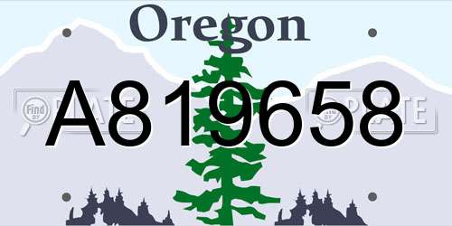 A819658 Oregon License Plate
