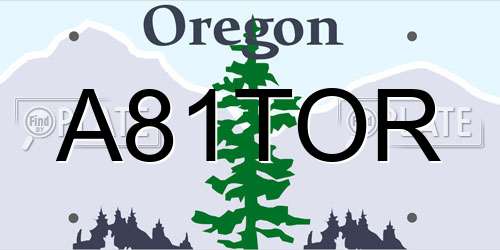 A81TOR Oregon License Plate