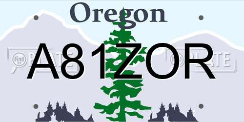 A81ZOR Oregon License Plate