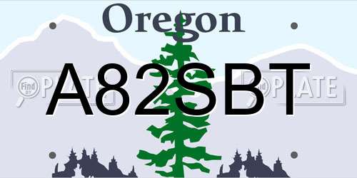 A82SBT Oregon License Plate