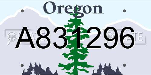 A831296 Oregon License Plate