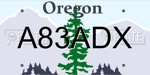 A83ADX Oregon License Plate