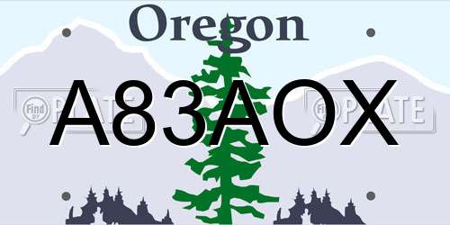 A83AOX Oregon License Plate