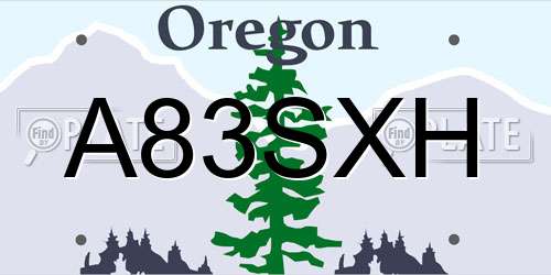 A83SXH Oregon License Plate