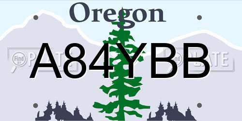 A84YBB Oregon License Plate