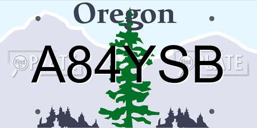A84YSB Oregon License Plate