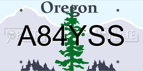 A84YSS Oregon License Plate