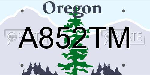 A852TM Oregon License Plate